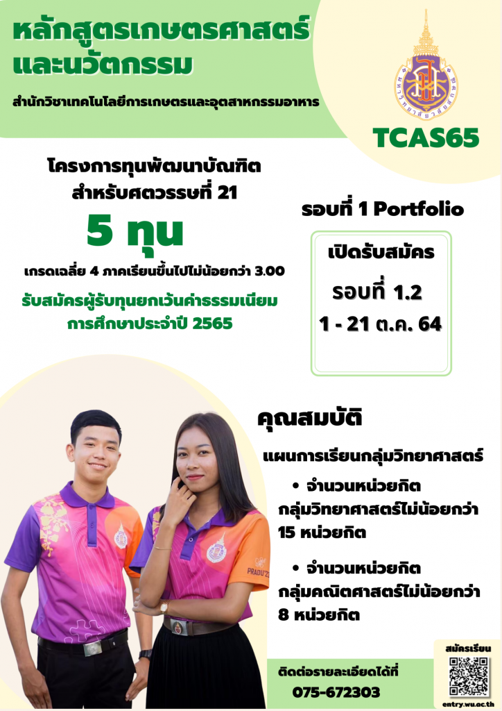 ทุนพัฒนาบัณฑิตสำหรับศตวรรษที่ 21 TCAS65