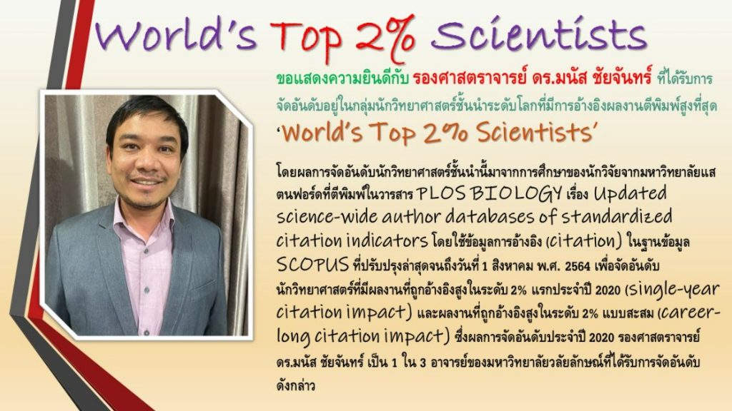 นักวิจัยระดับโลก "World's Top 2% Scientists"
