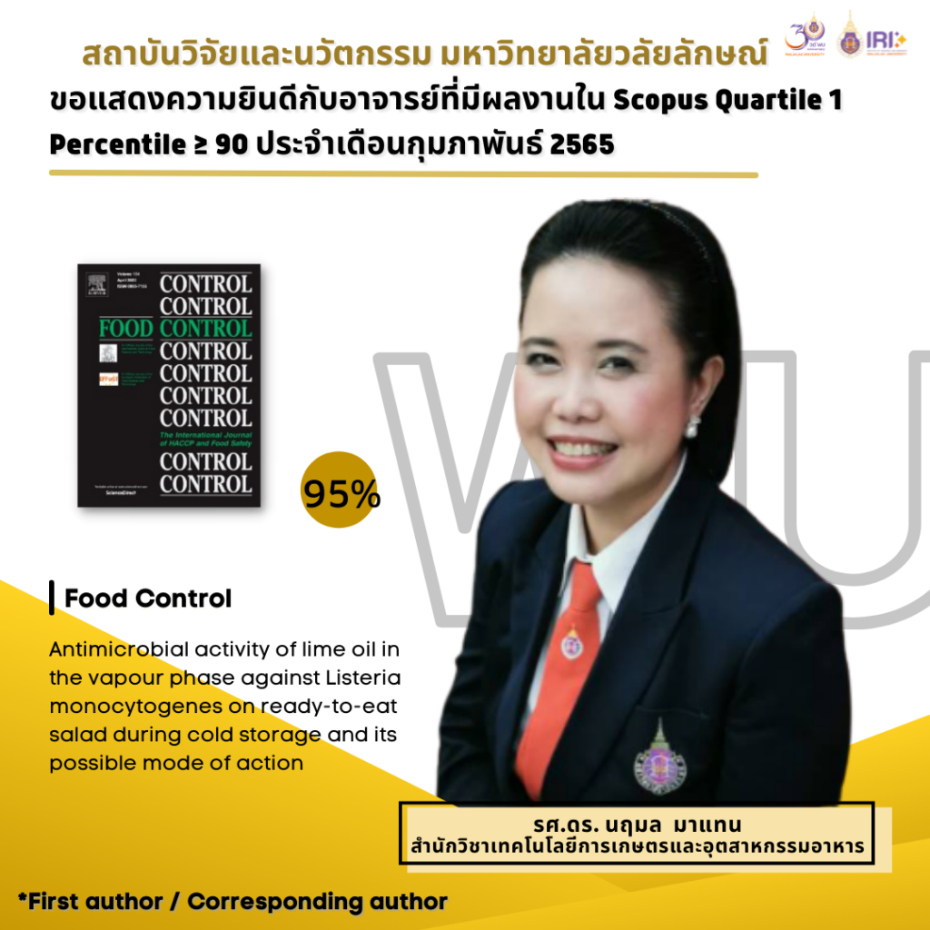 ผลงานวิจัยใน Scopus Quartile 1 Percentile ≥ 90