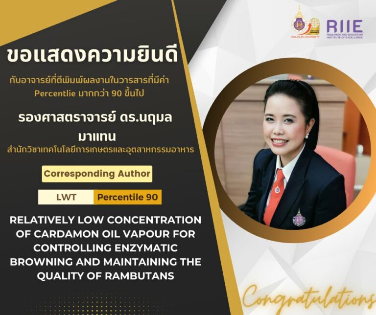 ผลงานตีพิมพ์ในวารสารบนฐานข้อมูล Scopus Q1: Percentile ≥ 90